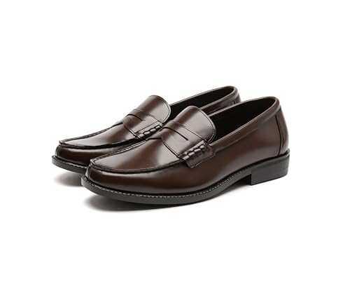 [TOKYO BROTHER] 2025 東京ブラザー 学生靴 メンズ ローファー 軽量 履き心地 中敷 クッション性 防滑 撥水加工 幅広 EEE 通勤 通学 TB007 (ブラウン, 日本の靴のサイズ寸法, 大人, 数値, 3_e, 27.0 cm)